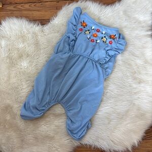 C&C California Blue Floral Embroidered Dog Jumpsuit